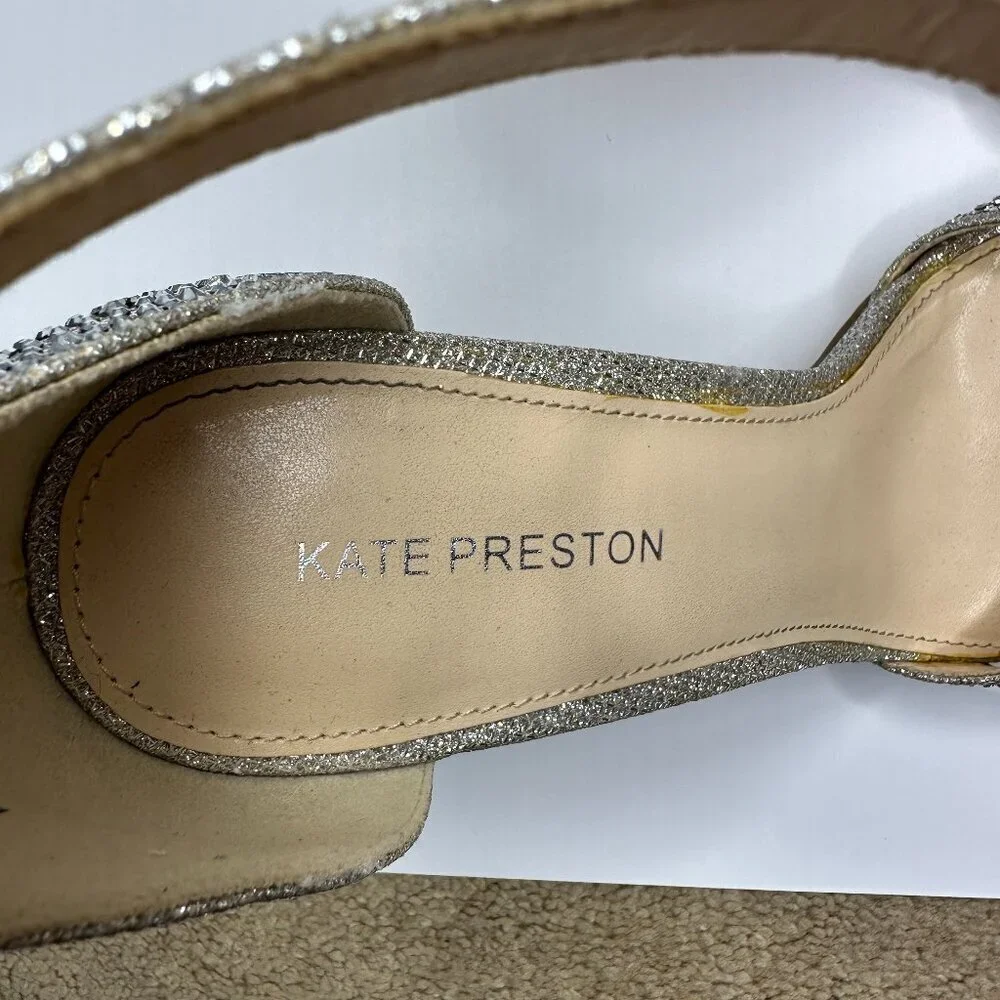 Kate Preston Lula Rhinestone Bow Ankle High Heeled Sandal in Silver Size 11 - Picture 7 of 9